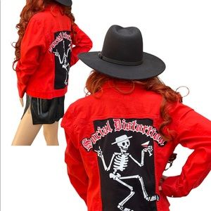 Social Distortion “Prison Bound” Red Jean Jacket (Women LG): band tee, punk rock